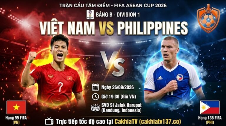Nhận định trận đấu Việt Nam vs Philippines 19h30 ngày 26/09/2026 tại bảng B FIFA ASEAN Cup 2026 - CakhiaTV